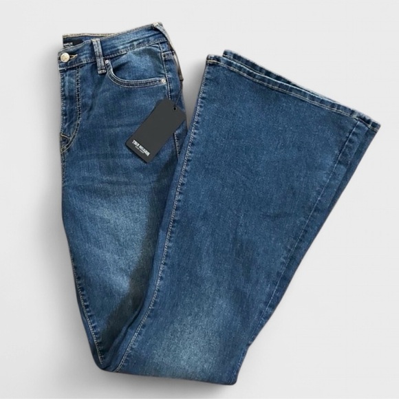 True Religion-Charlie High rise flare jeans, blue- size 27-NWT-retails $159 - Picture 3 of 11